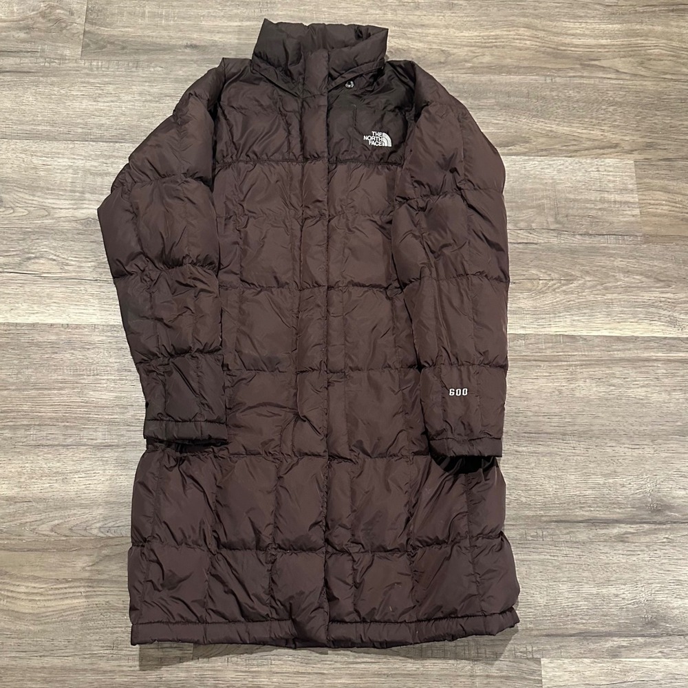 The North Face 600 Down Parka Puffer Coat Womens Small Brown Long Winter Jacket